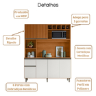 Kit Armário Cozinha Alice 6 Portas Freijó Off White Poliman