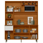 Kit Armário Cozinha Alice 6 Portas Freijó Off White Poliman