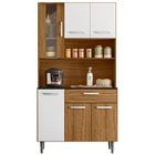 Kit Armário Cozinha Carol 6 Portas Carvalho Branco Poliman