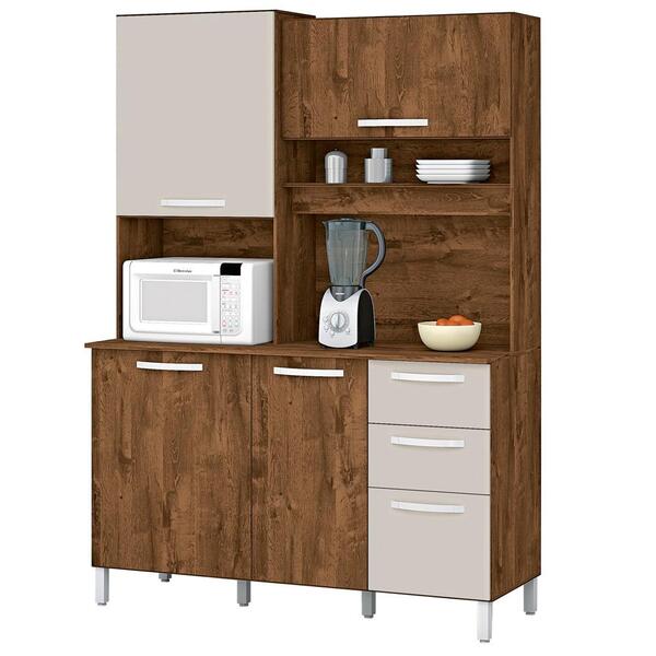 Kit Armario Cozinha Diamante 04 Portas 1420mm Malbec/camurça
