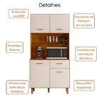 Kit Armário Cozinha New Izis 4 Portas Freijó Off White Poliman