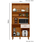 Kit Armário Cozinha New Izis 4 Portas Freijó Off White Poliman