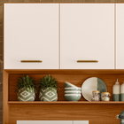 Kit Armário Cozinha New Livia 6 Portas Freijó Off White Polim