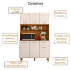 Kit Armário Cozinha New Livia 6 Portas Freijó Off White Polim