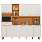 Kit Armário Cozinha Pilar 11 Portas Freijó Off White Poliman