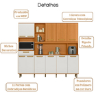 Kit Armário Cozinha Pilar 11 Portas Freijó Off White Rip Fris