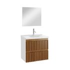 Kit Armário De Banheiro Ripado 66 Cm Freijó C/bancada Sintéti