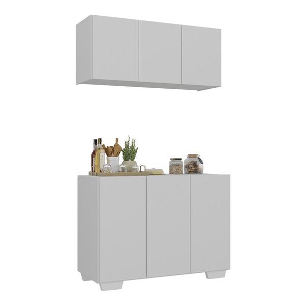 Kit Armário De Cozinha Aéreo E Balcão 3 Portas Multimóveis Mp