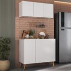 Kit Armário De Cozinha Aéreo E Balcão 3 Portas Retrô Multimóv