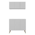 Kit Armário De Cozinha Aéreo E Balcão 3 Portas Retrô Multimóv