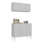 Kit Armário De Cozinha Aéreo E Balcão 3 Portas Retrô Multimóv