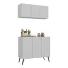 Kit Armário De Cozinha Aéreo E Balcão 3 Portas Retrô Multimóv