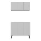 Kit Armário De Cozinha Aéreo E Balcão 3 Portas Retrô Multimóv