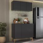 Kit Armário De Cozinha Aéreo E Balcão 3 Portas Retrô Multimóv