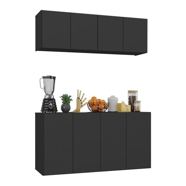 Kit Armário De Cozinha Aéreo E Balcão 4 Portas Multimóveis Mp