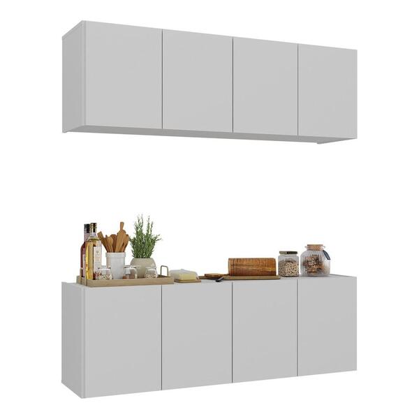 Kit Armário De Cozinha Aéreo E Balcão 4 Portas Multimóveis Mp