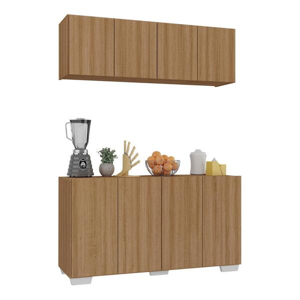 Kit Armário De Cozinha Aéreo E Balcão 4 Portas Multimóveis Mp