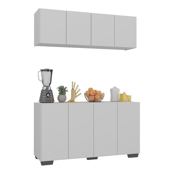 Kit Armário De Cozinha Aéreo E Balcão 4 Portas Multimóveis Mp