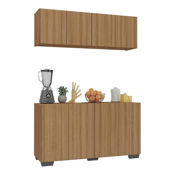 Kit Armário De Cozinha Aéreo E Balcão 4 Portas Multimóveis Mp