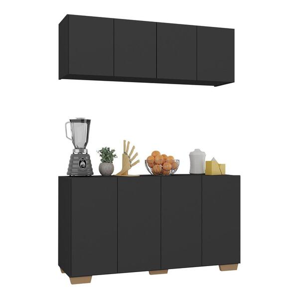 Kit Armário De Cozinha Aéreo E Balcão 4 Portas Multimóveis Mp