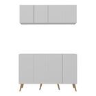 Kit Armário De Cozinha Aéreo E Balcão 4 Portas Retrô Multimóv