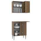 Kit Armário De Cozinha De Canto Reto 2 Portas Com Armário Aér