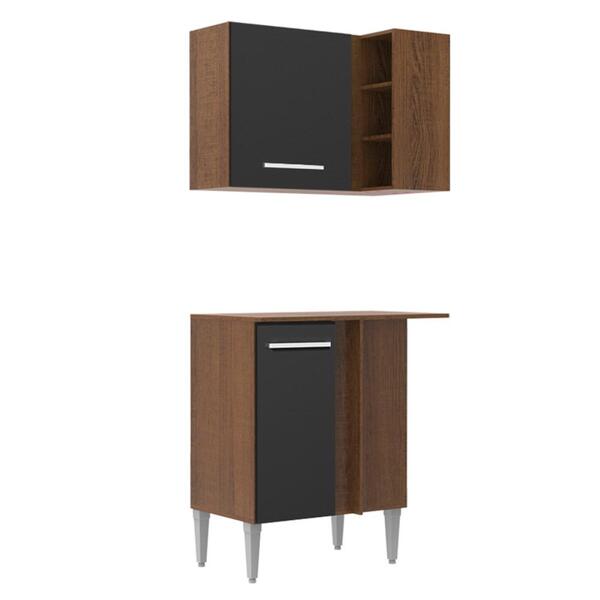Kit Armário De Cozinha De Canto Reto 2 Portas Com Armário Aér