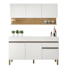 Kit Armário De Cozinha E Balcão Completa 1,50m Line Branco /