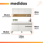 Kit Armário De Cozinha E Balcão Completa 1,50m Line Branco /
