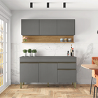 Kit Armário De Cozinha E Balcão Completa 1,50m Line Madeirado