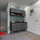 Kit Armário E Balcão 150cm S/ Tampo Preto Com Grafite - Valli