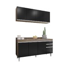 Kit Armário E Balcão 160cm S/ Tampo Freijó Com Preto - Vallis