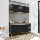 Kit Armário E Balcão 160cm S/ Tampo Freijó Com Preto - Vallis