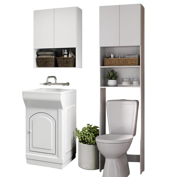 Kit Armário Lavanderia E Banheiro Para Vaso Sanitário Multimó