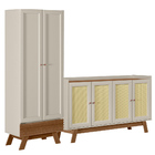 Kit Armário Multiuso 01 Gaveta Nolan Com Aparador 04 Portas M