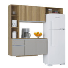 Kit Armário Para Cozinha Suspensa Mel Com Balcão 163cm Poquema