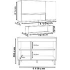 Kit Armario Vidro Reflecta E Balcao 119cm Plla