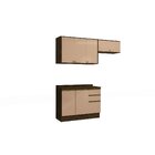 Kit Armários De Cozinha 3 Peças Com Tampo Nogueira/macadamia