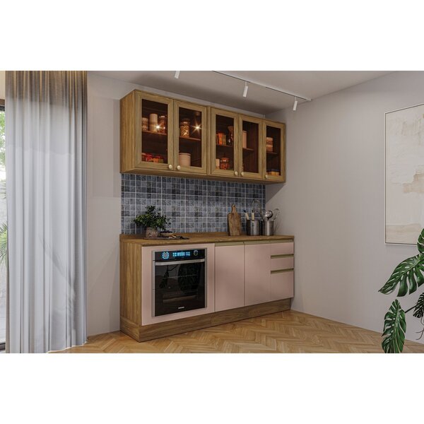 Kit Armários De Cozinha 4 Peças Com Tampo Nogueira/macadamia