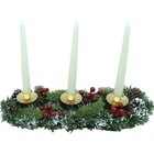 Kit Arranjo Mesa Castiçal Centro Natal Vela Branca Clássica