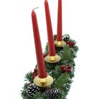 Kit Arranjo Mesa Castiçal Centro Natal Vela Vermelha Clássic