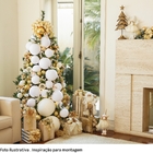Kit Árvore de Natal 120cm com 38 Enfeites e Pisca-Pisca 127V Puglia Glamour Dourado e Branco