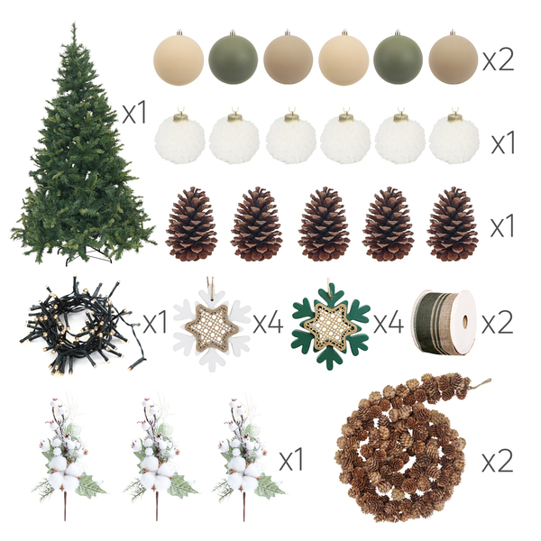 Kit Árvore de Natal 120cm com 38 enfeites e Pisca Pisca 220V Himalaya Rústico Verde