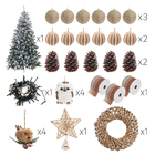 Kit Árvore de Natal 150cm com 53 enfeites e Pisca Pisca 220V Creta Nevada Rústico Natural