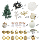 Kit Árvore de Natal 180cm com 64 Enfeites e Pisca-Pisca 127V Santiago Glamour Dourado e Branco