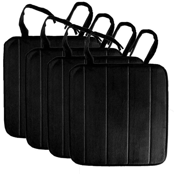 Kit Assento De Cadeira 4 Peças Preto 38 Cm X 38 Cm