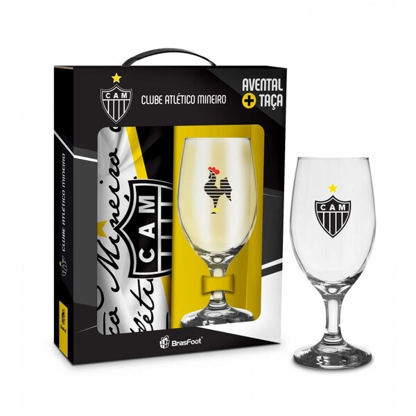 Kit Atlético Mineiro Galo Avental E Taça Presente Brasfoot