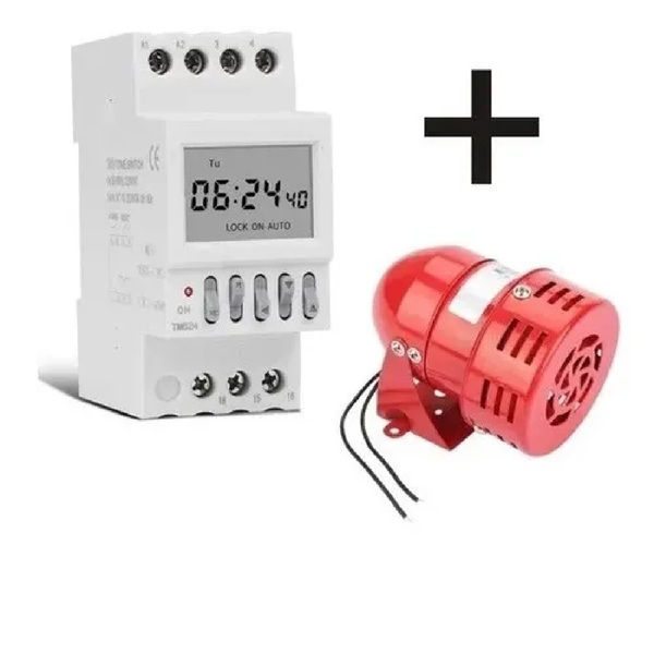 Kit Automatizador Campainha Timer Escolar Sirene Metal 220v