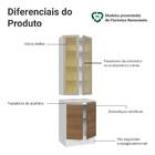 Kit Balcão + Cristaleira 60 Cm Branco/rustic/crema Smart 100%