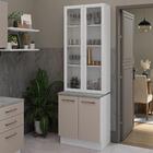 Kit Balcão + Cristaleira 70cm Branco/crema Agata Madesa 01